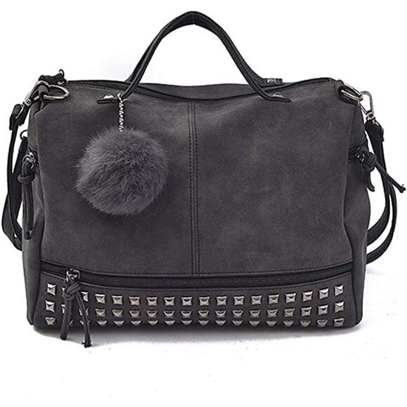 🆕  hobo Luxury Plush Matte Rivet Punk Purse Cute Shoulder Durable Large Bag NWT - Picture 1 of 6